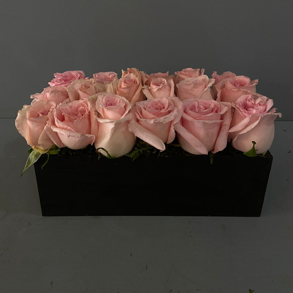Caja 18 rosas rosas